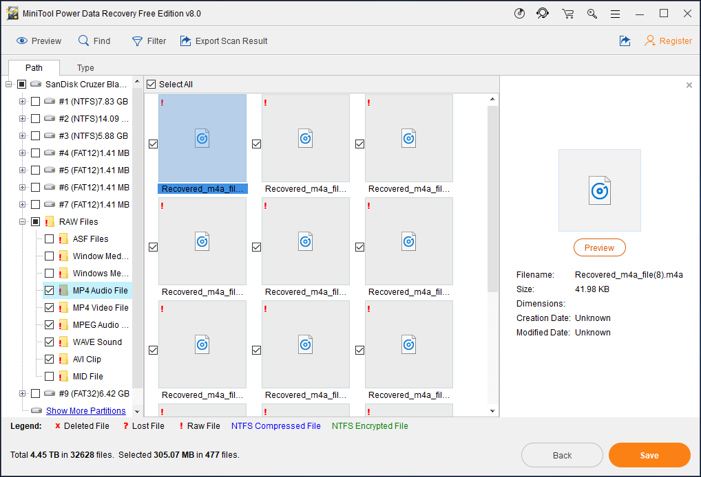 minitool data recovery raw files