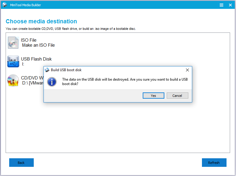 select USB Flash Disk to build USB boot disk